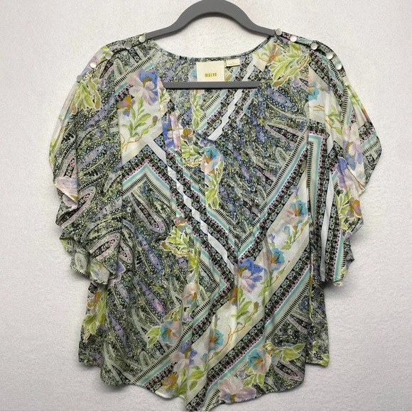 Anthropologie Maeve Blouse Ruffle Sleeve Floral Flowy 2 Maya - Picture 6 of 11